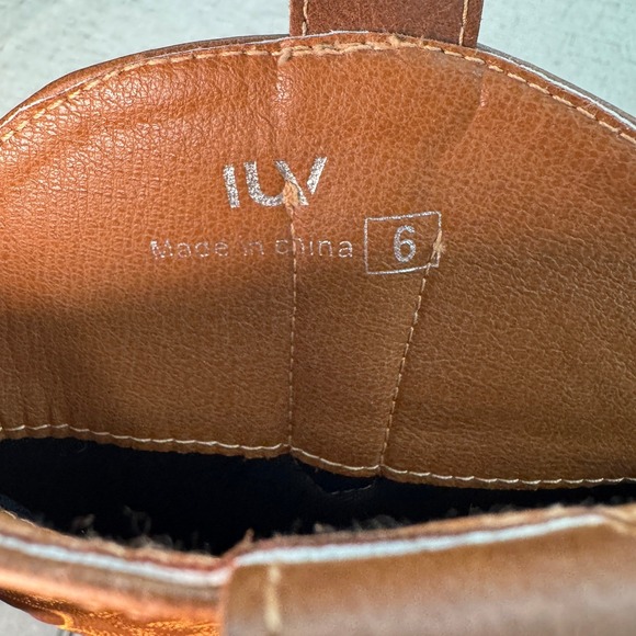 IUV Brown Faux Leather Western Cowboy Boots Women's 6 Embroidered Pull On - Picture 5 of 9